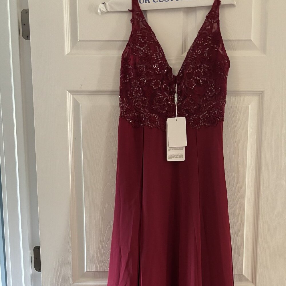 JJ's House, burgundy formal dress